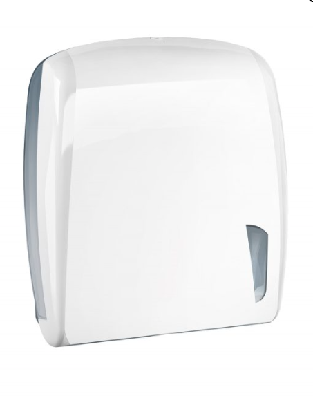 Dispenser voor witte plastic papieren handdoekjes Capaciteit 450 vellen C- of Z-vouw Marplast MP901