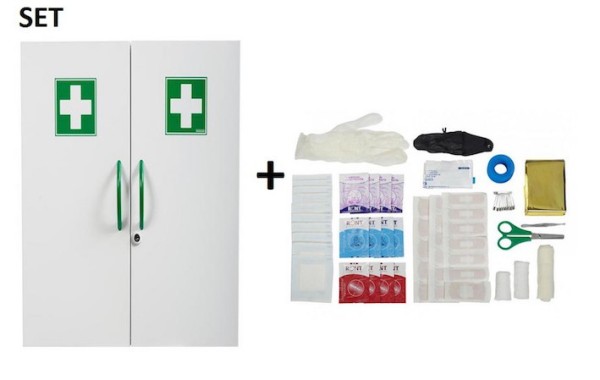 Clinix medicine cabinet white with 2 doors + consumables together in set Rossignol 50201,99712