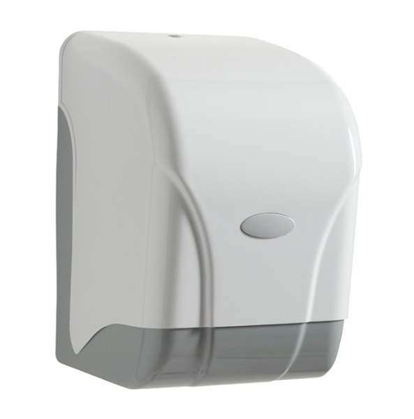 OLEANE papieren handdoekdispenser met centrale opname van wit plastic Rossignol 52627