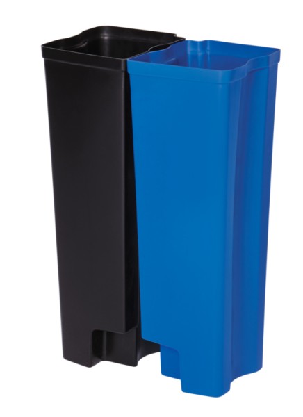 Recycling binnenbakken 2x25 ltr Front Step kunststof, Rubbermaid zwart, blauw Rubbermaid 76224955