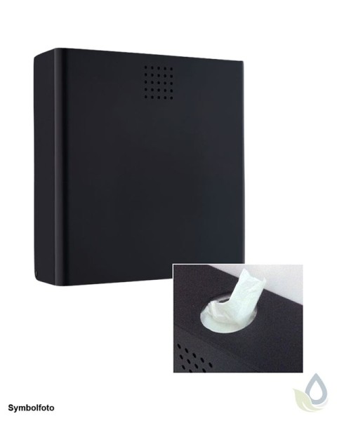 Black Aluminium sanitary napkin disposal bin with integrated bag dispenser PROOX DP-400