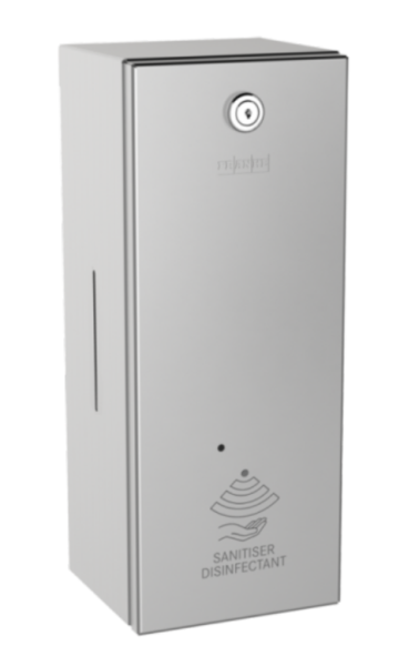 Touchfree Disinfectie dispenser met sensor RODAN RODX627H voor handdesinfectiemiddel. Contactloze RVS desinfectiedispenser. Navulbaar en met slotje. 