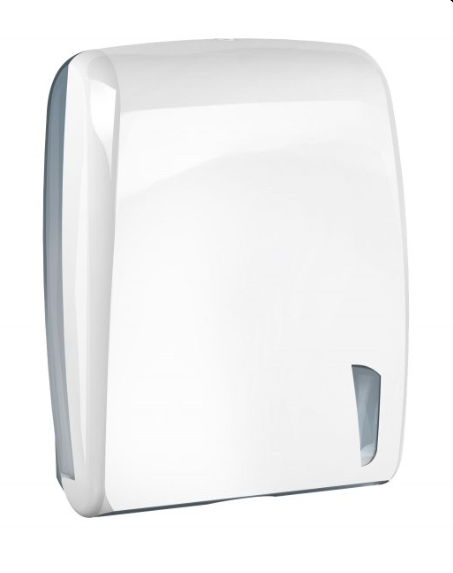 Witte kunststof papieren handdoekdispenser 750 vel C, V, Z vouwvorm Marplast MP903
