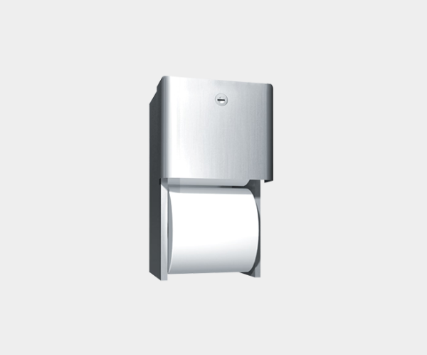 Toiletpapierdispenser van RVS voor 2 rollen toiletpapier, wandmontage