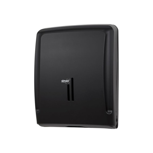 Papierdispenser van zwart ABS-plastic met veiligheidsslot voorraadindicator Simex 06062