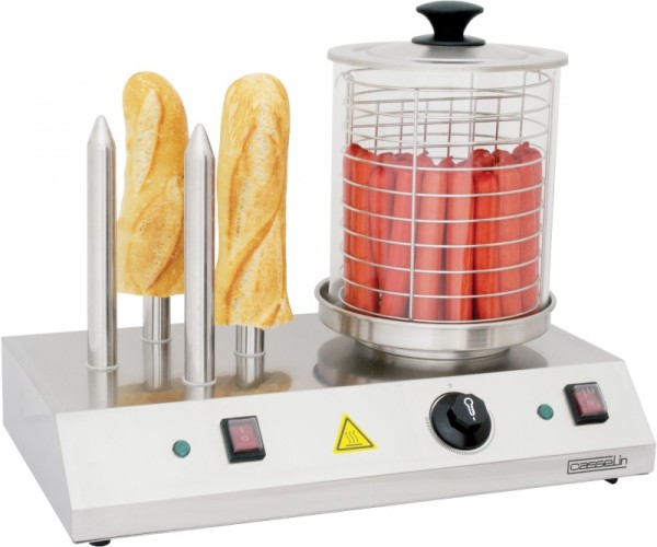 Casselin elektrische hotdog machine met 4 stokken - roestvrij staal  960 watt Casselin  CMH1