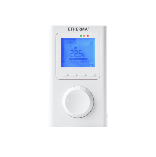 Etherma ET-14A draadloze kamerthermostaat met klok, LCD-display en weekprogramma 40595