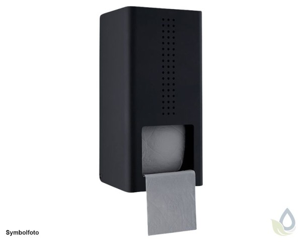 Black anodised aluminium toilet - roll holder Poox for 2 rolls for wall mounting PROOX DP-300