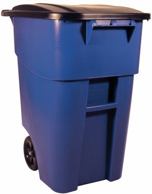 RUBBERMAID rollout container made of polyethylen in green or blue with lid Rubbermaid  RU FG9W2700BLUE