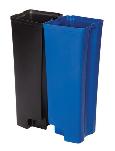 Recycling binnenbakken 2x45 ltr Front Step kunststof, Rubbermaid zwart, blauw Rubbermaid 76224962