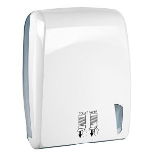 Dubbele Toiletpapier Dispenser 2000 Vellen Kunststof Wandmontage Witte Marplast A96901