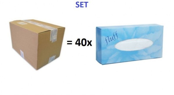 Set - Karton met 40 verpakkingen cosmetische doekjes Fluff - 40x 100 vel 99908