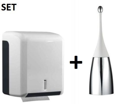 SET Toilet brush standing MP654 - white + CleanLine "Ph" Toilet paper dispenser Marplast S.p.A.  