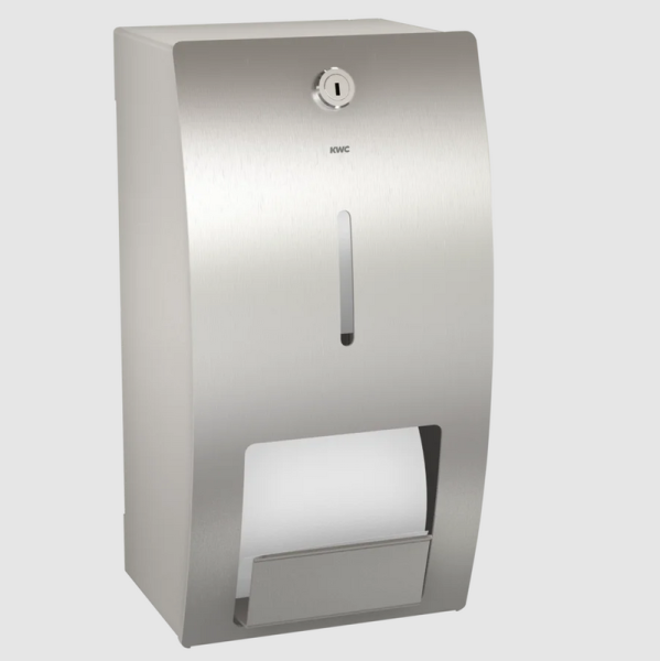 STRATOS toiletrolhouder voor opbouw RVS gesatineerd kijkvenster KWC STRX671