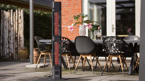 SUNRED® Heater Valencia Dark Lounge Zwart 3000 Watt Outdoor Garden Gastro Afstandsbediening 210085