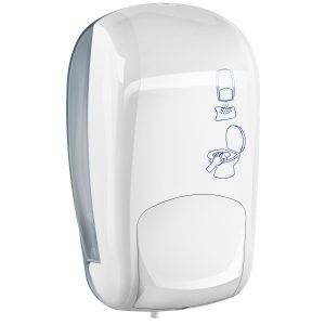 Toiletbril desinfectiedispenser 0,5L patroon drukknop kunststof wit Marplast A95501