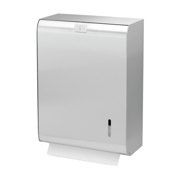 HS 31 EE papieren handdoekdispenser van geslepen roestvrij staal met een capaciteit van 750 vel, afsluitbaar kijkvenster Ophardt 1420227