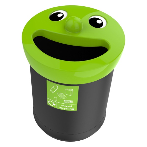 Smiley Face Bin 52 ltr, mixed recycling groen   31719471