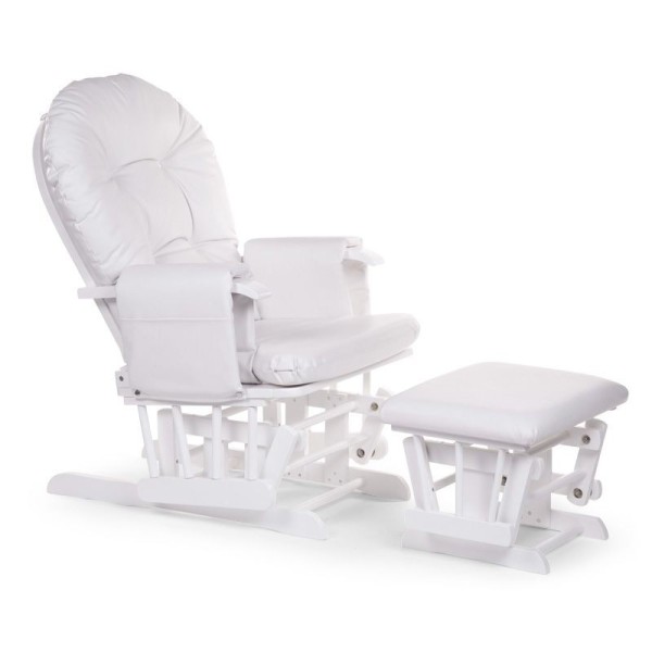 Childhome Gliding chair rond beuk wit + voetenbank Childhome GLCHRW