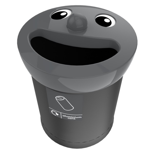 Smiley Face Bin 52 ltr, aluminium cans zwart, grijs   31719488