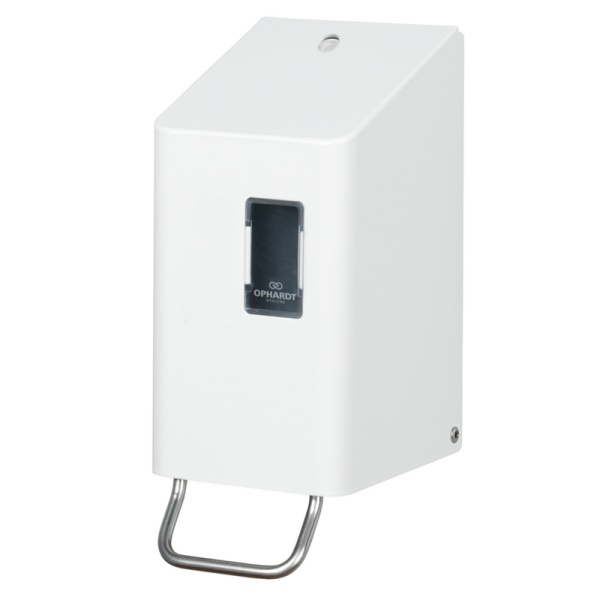 NSU 2-2 dispensers voor zepen of desinfectiemiddelen 250 ml RVS wit met kijkvenster Ophardt 1423250, 1423249